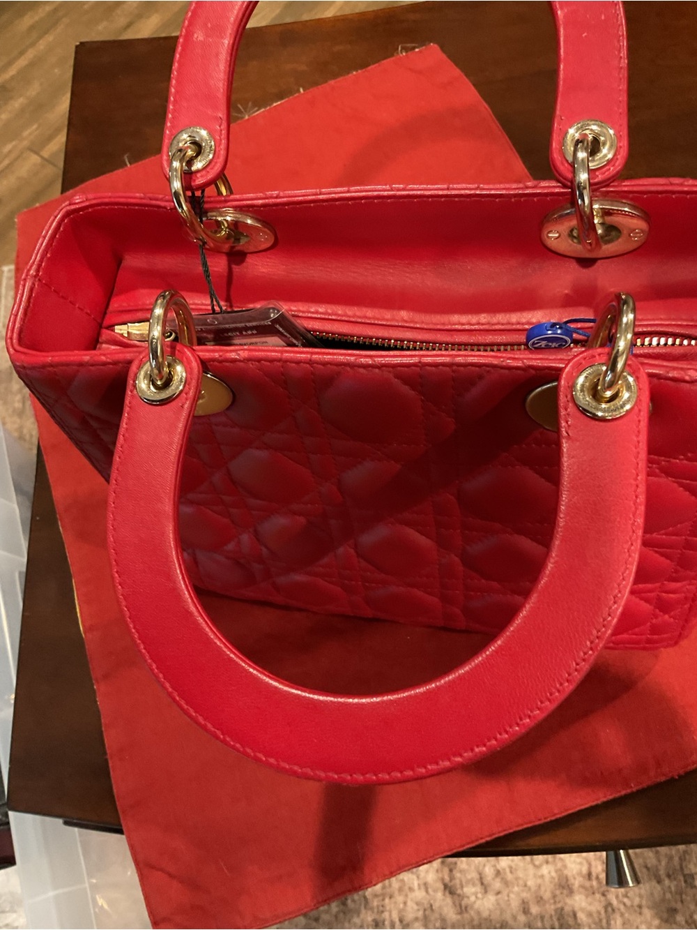 Dior Red Quilted Top-Handle Bag with Gold-Tone Hardware

COA included - Picture 4 of 16